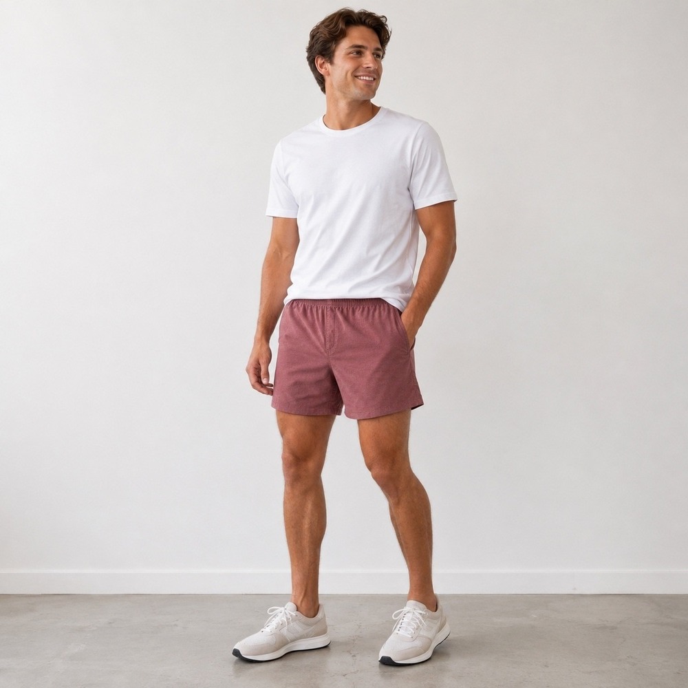 Chubbies Mens Everyday Shorts Small Burgundy Red Heathered 5 Inseam Stretch